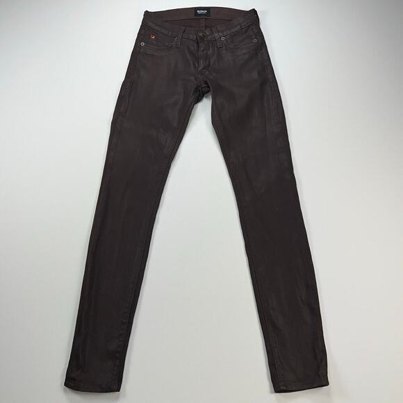Hudson Krista Super Skinny Low Rise Chocolate Brown Coated Jeans Size 25 - Picture 1 of 12